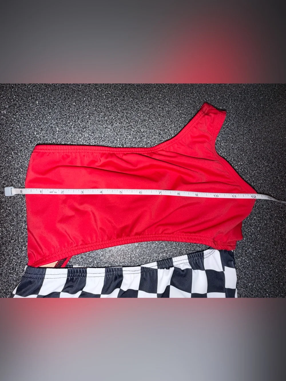 Kandi Kouture Dance Leotard Size Adult X-Small Red, Black and Checkered